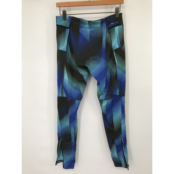 Nike Dri-Fit womens running Leggings Size Large Blue  Pattern Compression Pants - Picture 9 of 13